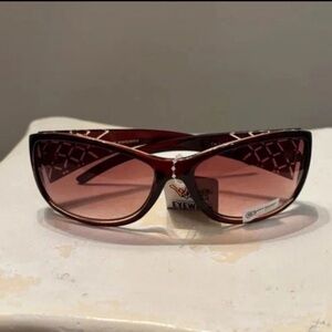 Vintage City Shades Brown diamond rhinestone bling silver etched Sunglasses